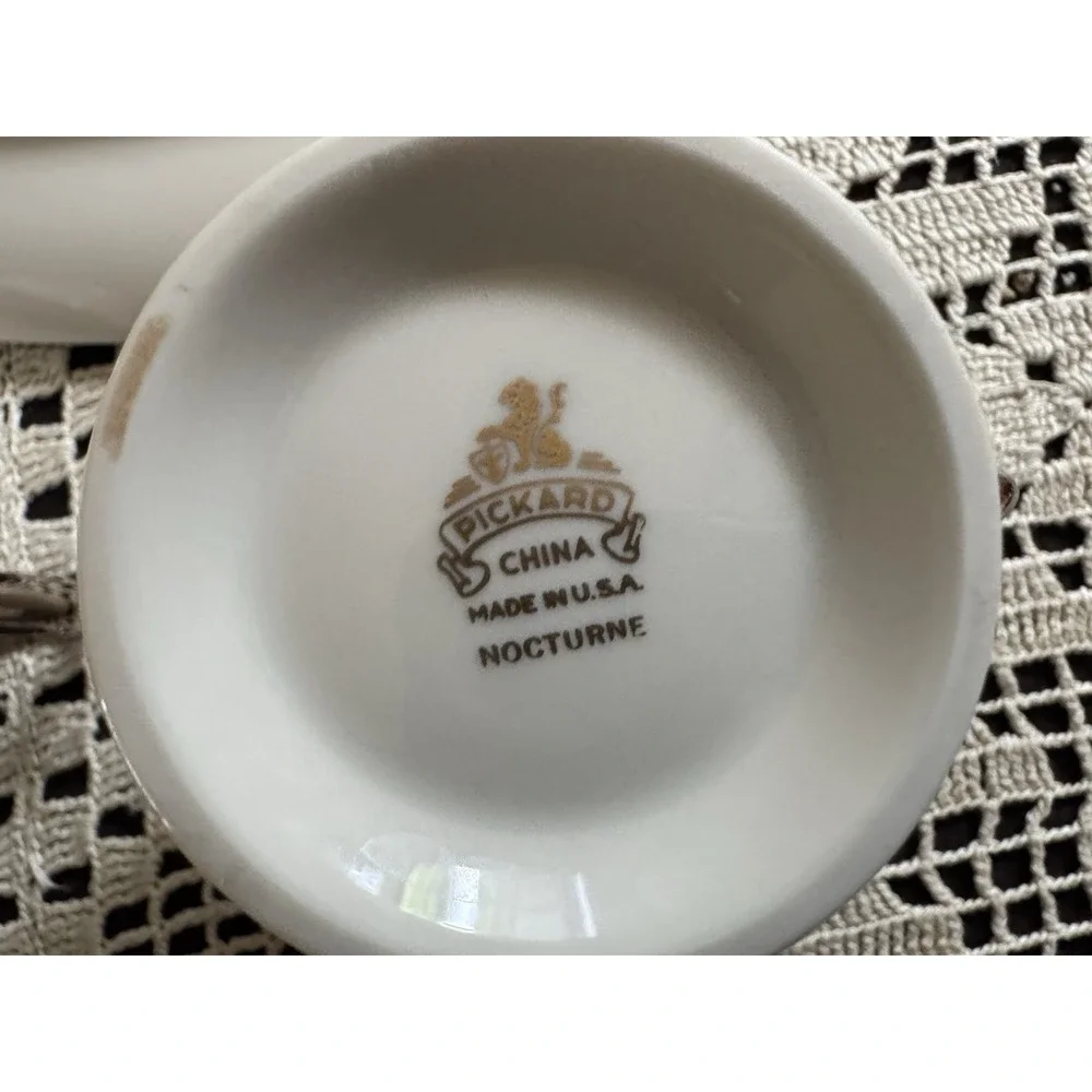 ⁠Pickard China Nocturne Creamer and Lidded Sugar Bowl Set Platinum Trim
